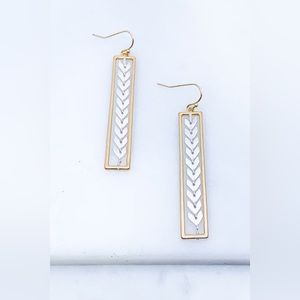 Silver & gold chevron column earrings